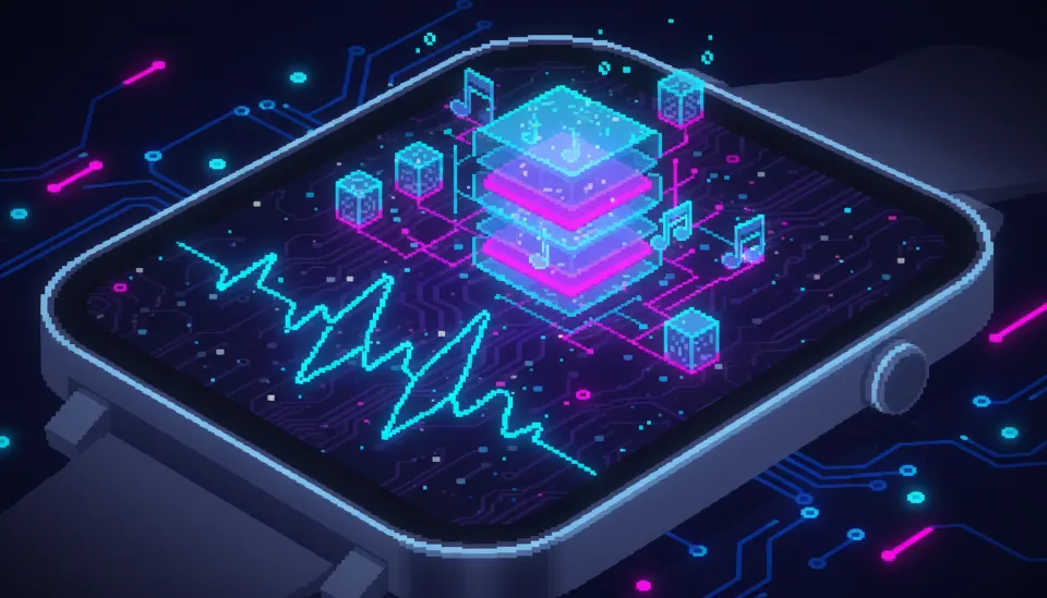 스마트워치에 음성으로 기록된 아이디어가 자동으로 디지털 데이터베이스에 분류되어 저장되는 2026년형 아이디어 캡처 인터페이스의 모습