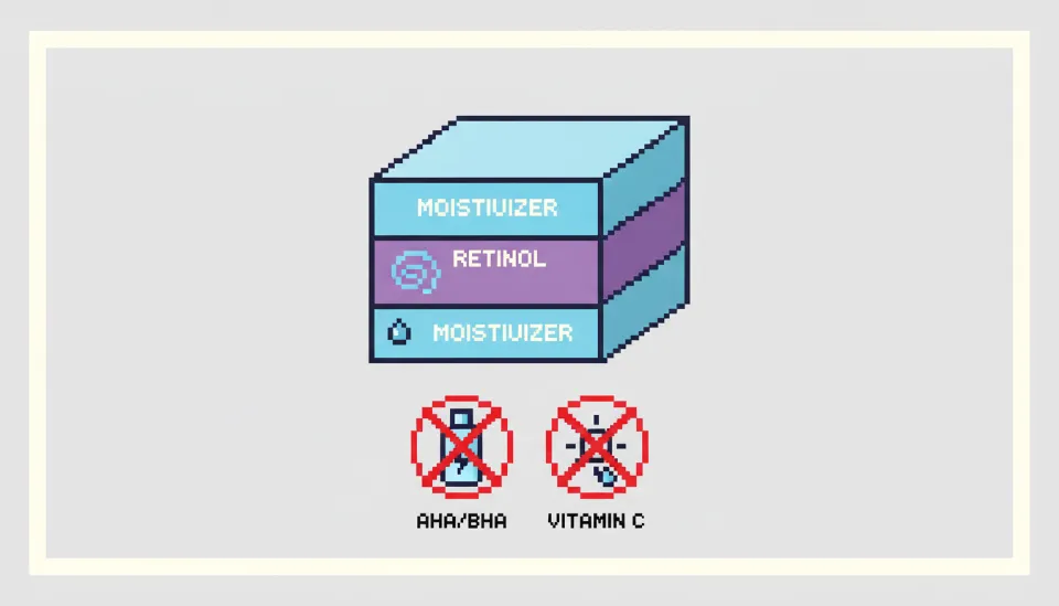 수분 크림 사이에 레티놀을 바르는 샌드위치 도포법 인포그래픽, 피부 자극을 줄이는 올바른 레티놀 사용 순서