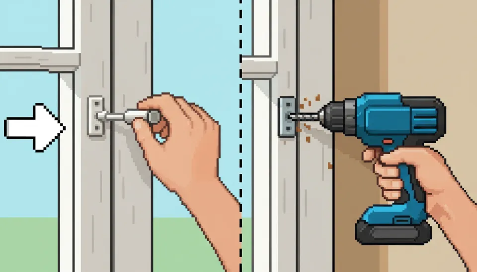 창틀에 손상 없이 설치하는 무타공 텐션 바 조절 모습과 전동 드릴로 브라켓을 고정하는 모습을 비교한 시공 가이드 이미지