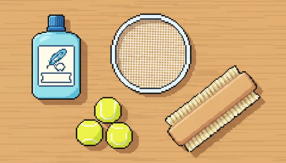 패딩 물세탁을 위해 테이블 위에 준비된 중성세제, 세탁망, 테니스공, 부드러운 솔 등의 필수 준비물 모음