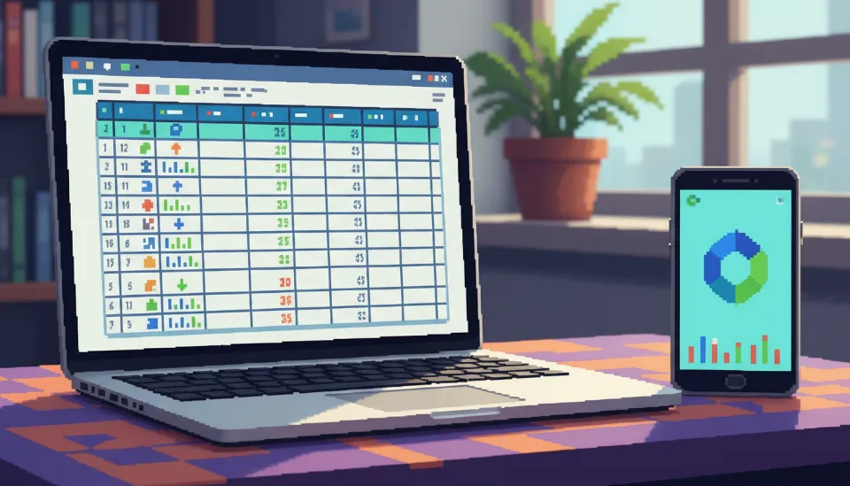 노트북 화면에 가상자산 매수 매도 내역이 정리된 엑셀 파일과 스마트폰의 거래소 앱이 함께 놓여 있는 세무 증빙 자료 준비 모습