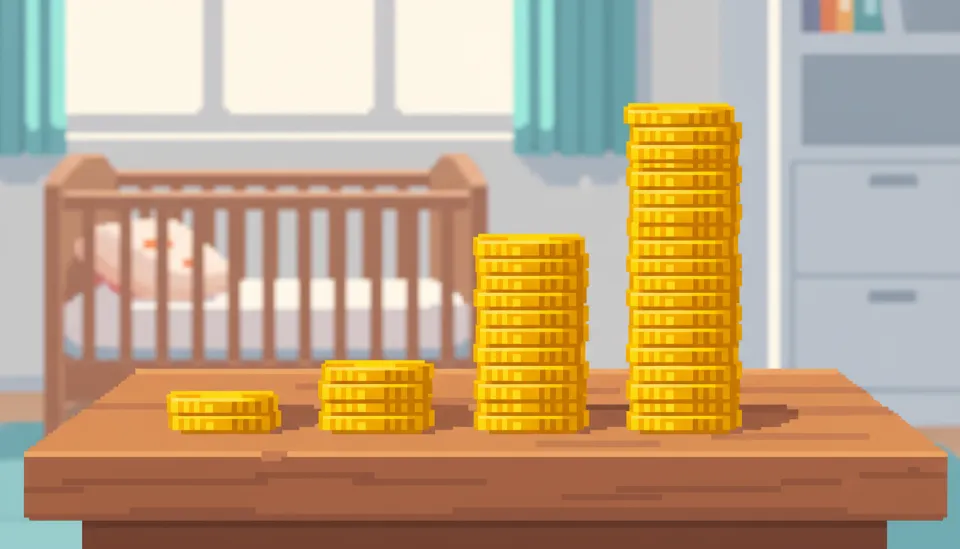 일반 생애최초 감면액과 신생아 출산 가구 취득세 감면 혜택의 차이를 금화 쌓기 형태로 비교하여 보여주는 3D 인포그래픽 이미지