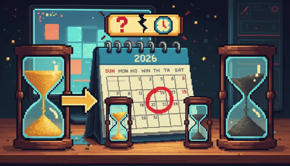 2026년 달력의 특정 날짜에 혼인 신고라고 붉은색으로 표시되어 있고 주변에 모래시계가 놓여 있어 증여 시기의 중요성을 강조하는 이미지