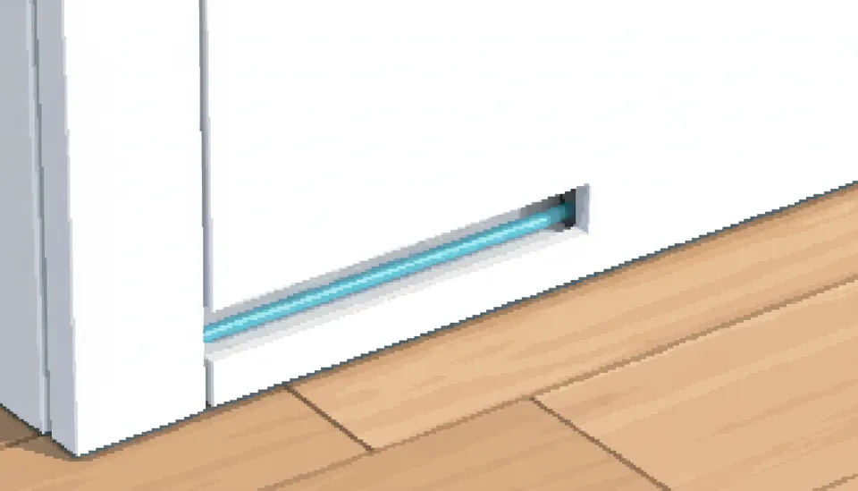 아파트 거실 걸레받이 몰딩 틈새로 깔끔하게 숨겨진 로봇청소기 직배수 튜빙선 마감 디테일 이미지