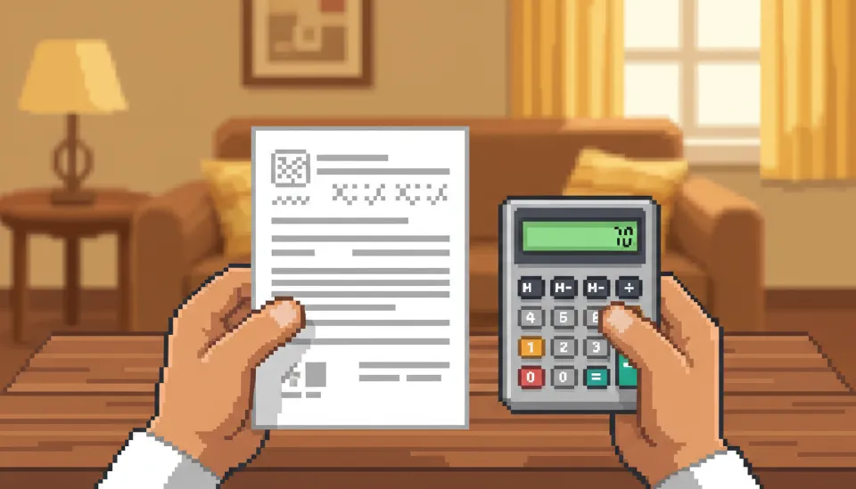 원목 테이블 위에서 부모가 2026년 느린 학습자 바우처 신청 서류와 계산기를 두드리며 소득 기준을 꼼꼼히 확인하고 있는 모습