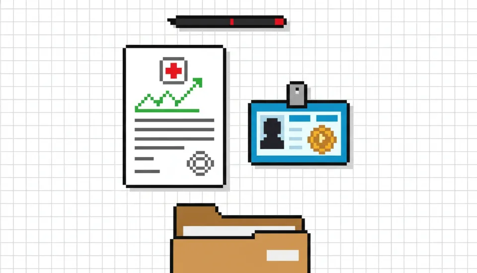 흰색 책상 위에 웩슬러 지능검사 결과지가 포함된 의사 소견서와 신분증, 건강보험료 납부 확인서가 정갈하게 놓여 있는 필수 서류 준비 예시