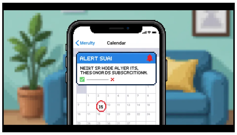 아이폰 캘린더 앱에 애플티비 플러스 구독 취소 알람이 설정된 화면과 날짜 알림 클로즈업