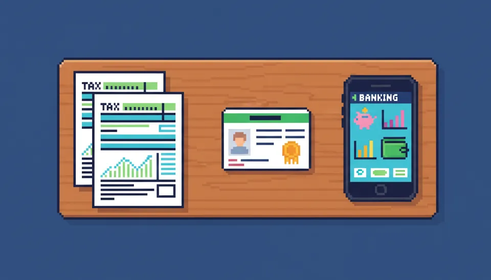 사업자등록증과 납세증명서 등 대환대출 필수 서류가 책상 위에 정갈하게 정리된 모습