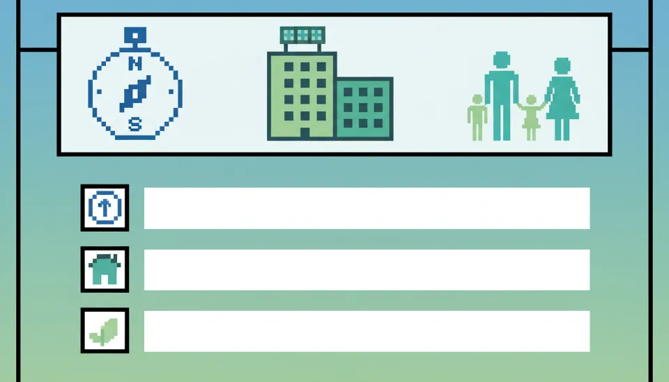 아파트 베란다 미니 태양광 설치 자격 요건을 나타내는 남향 나침반과 공동주택 일러스트 체크리스트