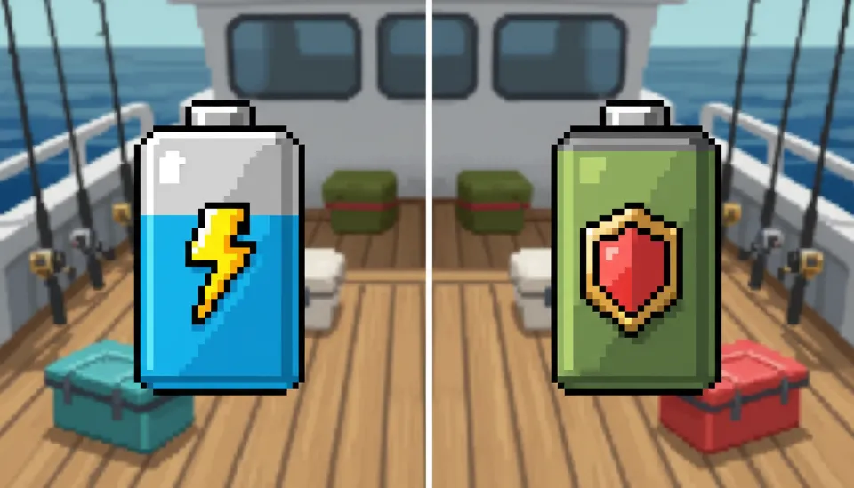 리튬이온 배터리의 고출력 특성과 인산철 배터리의 안전성을 시각적으로 대비시킨 비교 인포그래픽