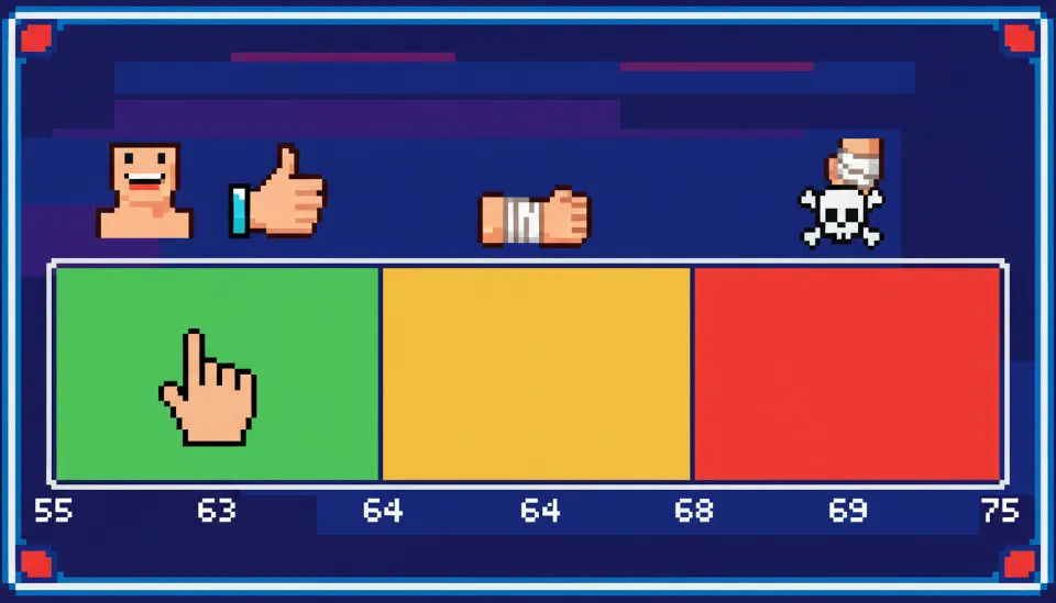 테니스 라켓 강성(RA) 수치별 안전 구간과 위험 구간을 색상으로 구분하여 표시한 인포그래픽 차트
