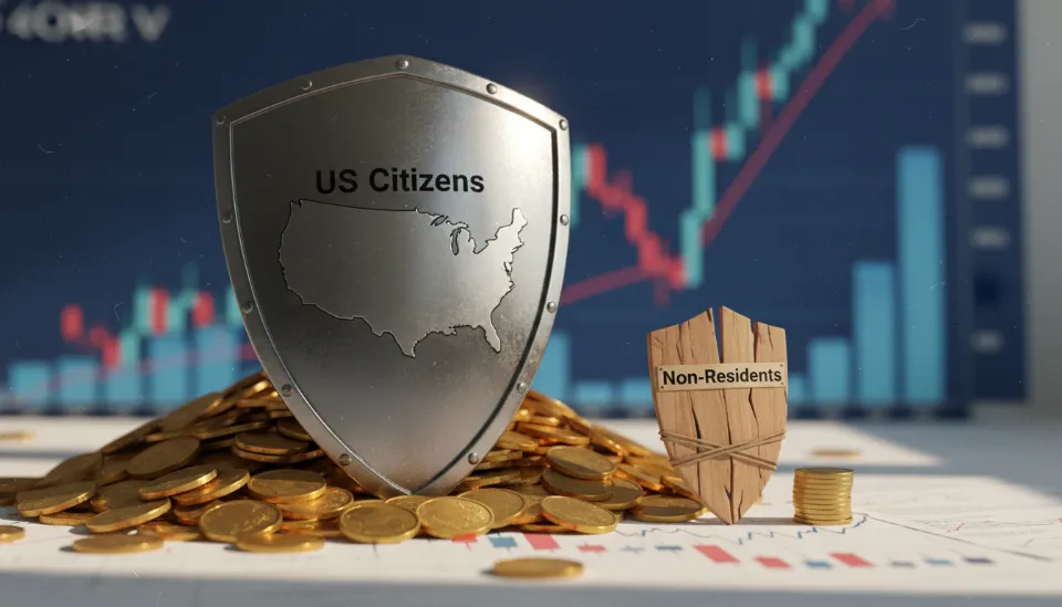 미국 시민권자의 거대한 상속세 면제 한도와 대비되는 한국인 비거주자의 6만 달러 면제 한도를 시각적으로 비교한 금융 일러스트