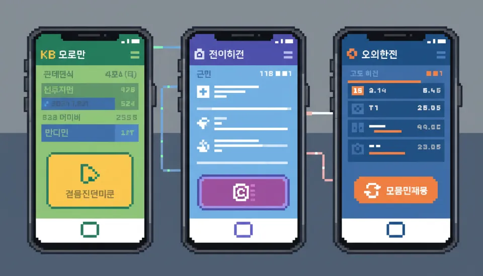 KB국민은행, 신한은행, 우리은행 모바일 앱 화면에 떠 있는 청년 주택드림 청약통장 전환 신청 버튼 UI 비교 이미지