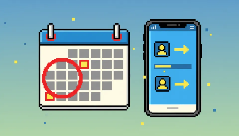 60일 이내 전환 마감일을 강조한 달력과 스마트폰 뱅킹 앱의 이체 화면을 묘사한 일러스트