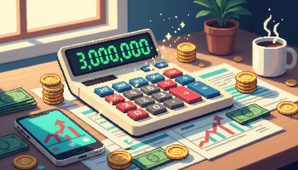 계산기와 금융 서류를 통해 ISA 만기 자금의 연금저축 전환에 따른 세액공제 환급액을 계산하는 전문적인 모습