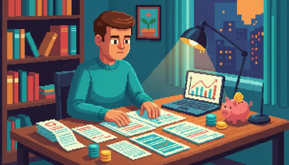 기초연금 증여재산 차감을 위해 병원비 영수증과 부채 상환 증빙 서류를 꼼꼼히 정리하고 있는 손