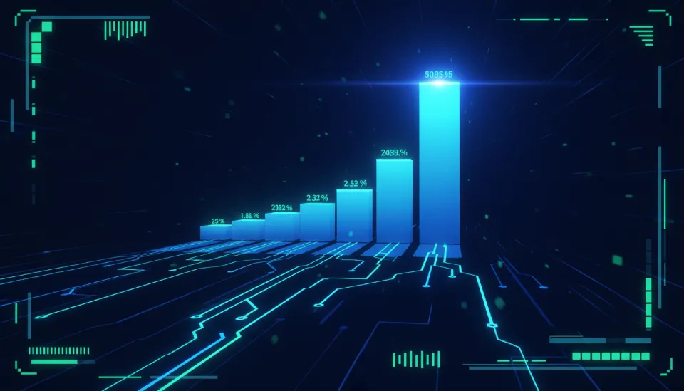 네온 블루와 그린 톤의 데이터 흐름이 시각화된 미래형 대시보드 이미지로 OpenAI API 사용량 티어 상승과 데이터 처리 속도 향상을 상징함