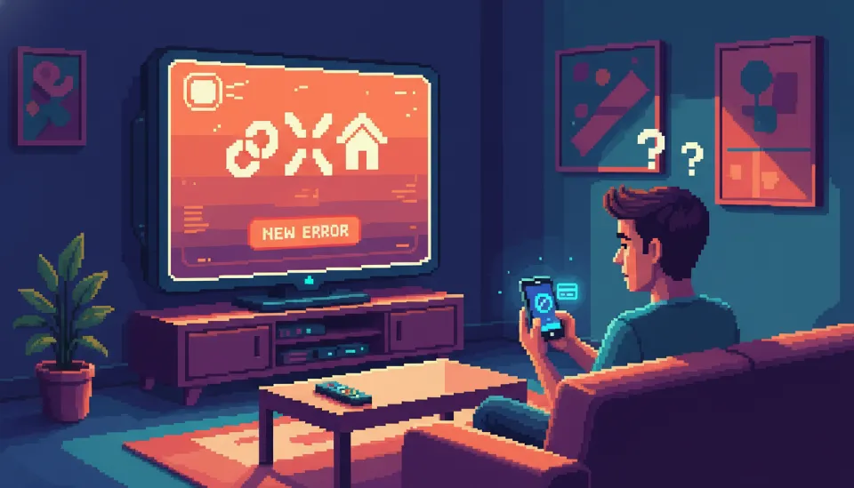 넷플릭스 가구 구성원 인증 오류 메시지가 떠 있는 대형 TV 화면과 이를 해결하기 위해 스마트폰을 확인하는 사용자의 모습